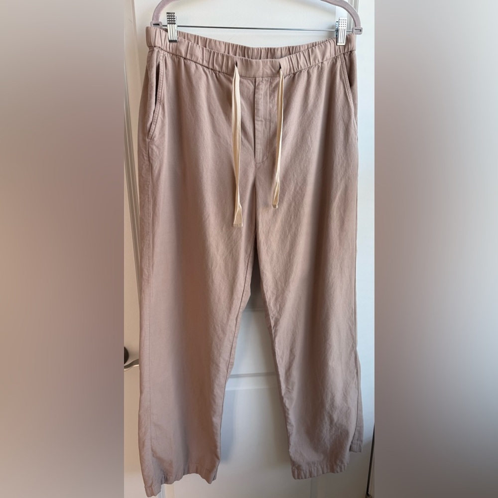 Eileen Fisher Beige Organic Cotton Pants Minimalist Straight Leg Casual Medium